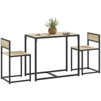 Set da pranzo 3 pezzi per 2 in Legno Vintage Nero – Tavolo e 2 Sedie