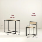 Set da pranzo 3 pezzi per 2 in Legno Vintage Nero – Tavolo e 2 Sedie