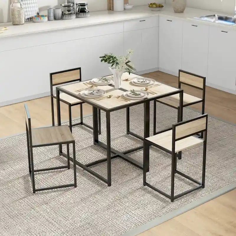 Set da pranzo 3 pezzi per 2 in Legno Vintage Nero – Tavolo e 2 Sedie