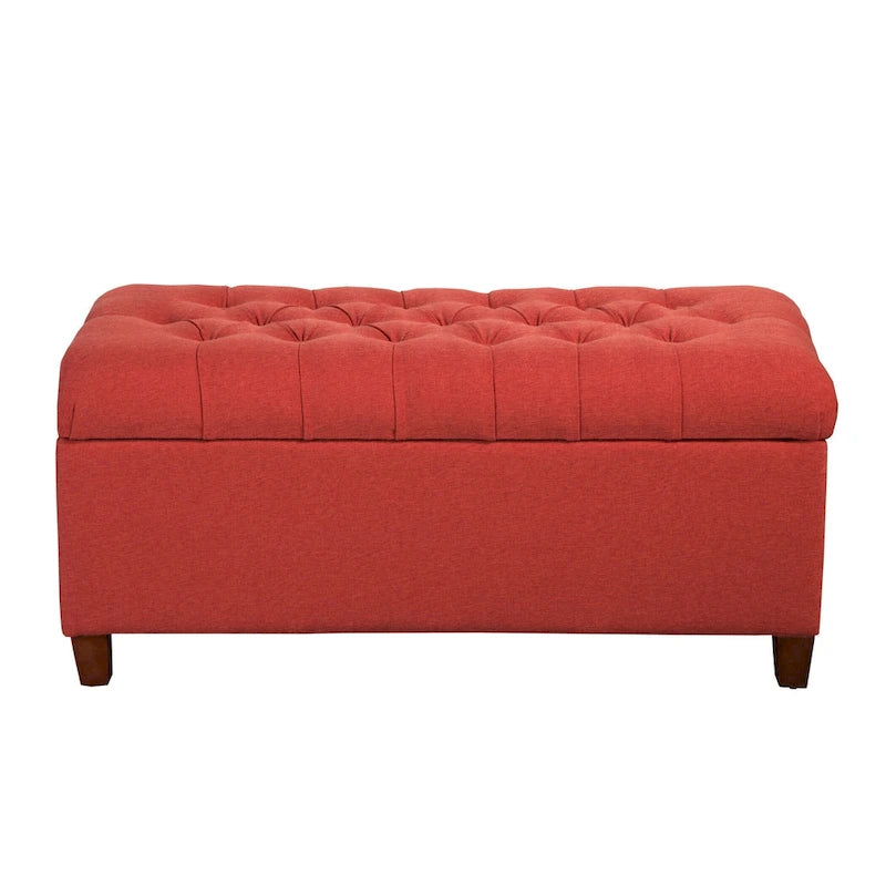 Panca contenitore rossa con bottoni trapuntati, 1 posto, 101 cm larghezza