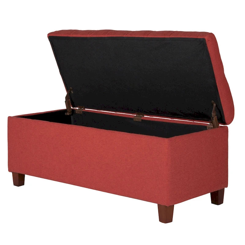 Panca contenitore rossa con bottoni trapuntati, 1 posto, 101 cm larghezza