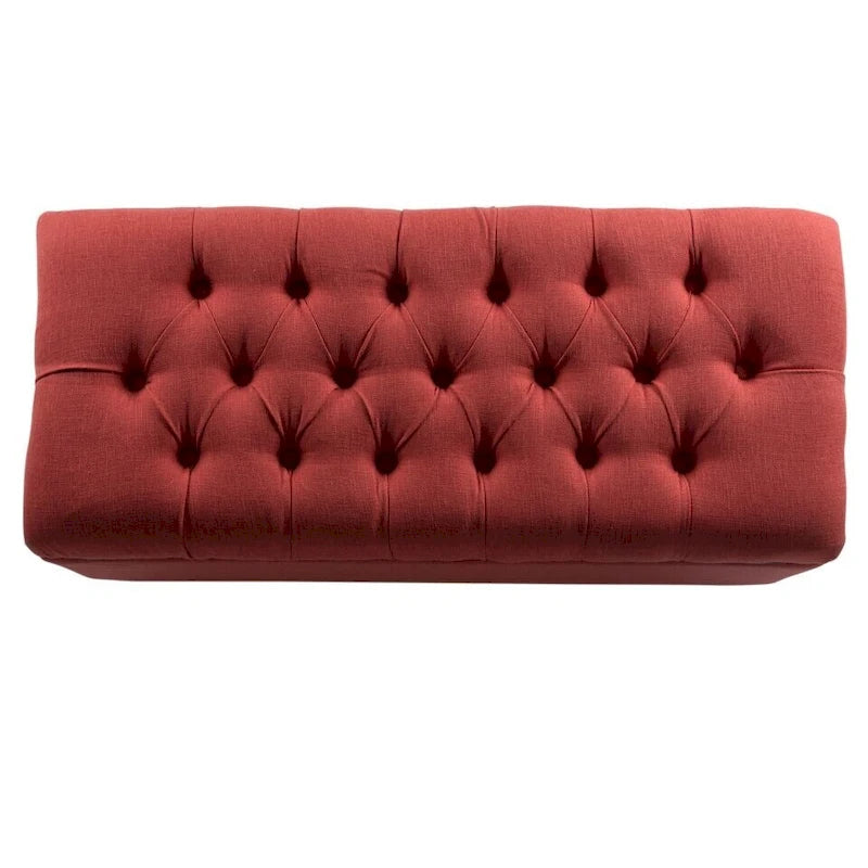 Panca contenitore rossa con bottoni trapuntati, 1 posto, 101 cm larghezza