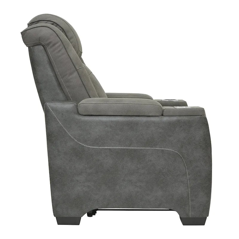 Poltrona reclinabile elettrica in similpelle color ardesia, a una seduta