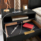 Comodino Nero a 2 Cassetti con Porte USB, Singolo