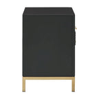 Comodino Nero a 2 Cassetti con Porte USB, Singolo