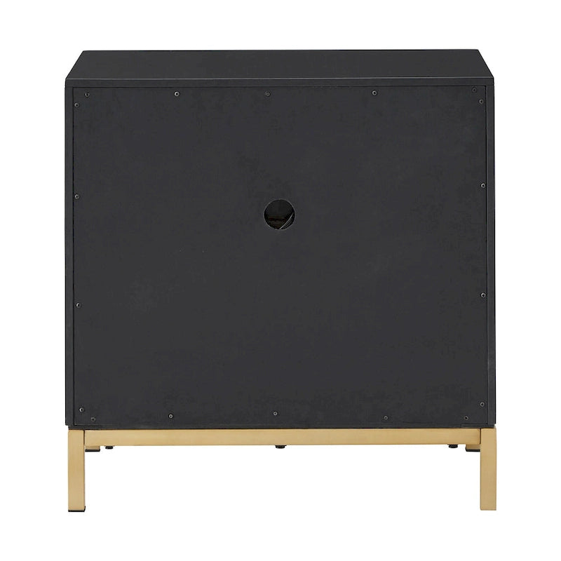 Comodino Nero a 2 Cassetti con Porte USB, Singolo