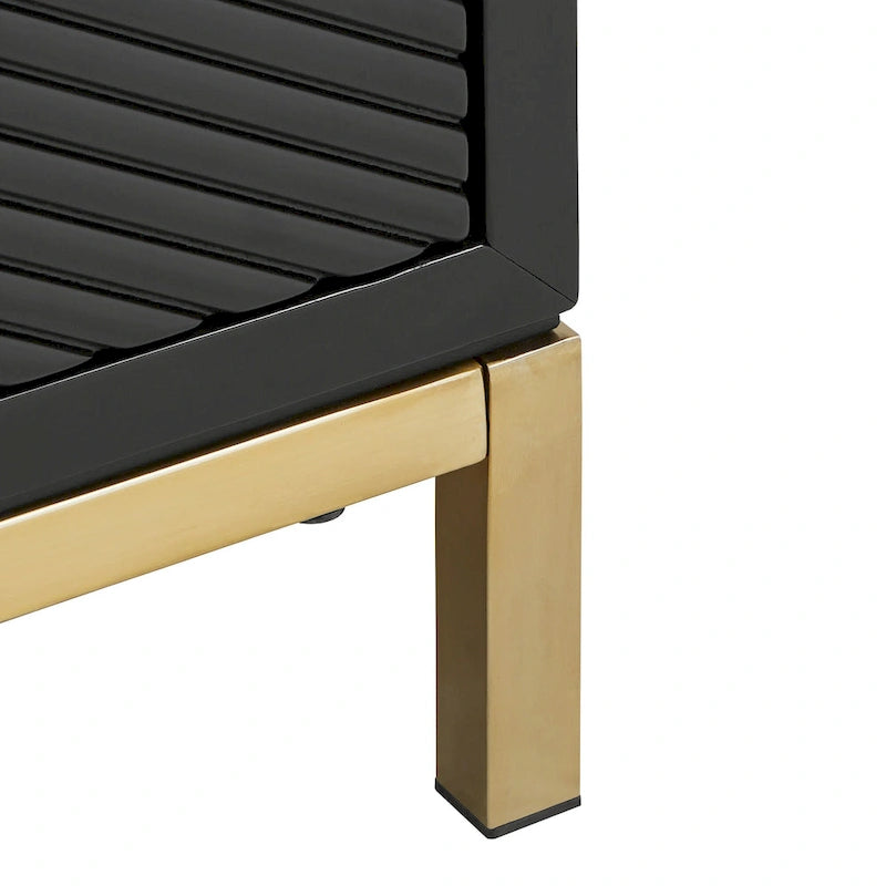 Comodino Nero a 2 Cassetti con Porte USB, Singolo