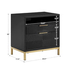 Comodino Nero a 2 Cassetti con Porte USB, Singolo