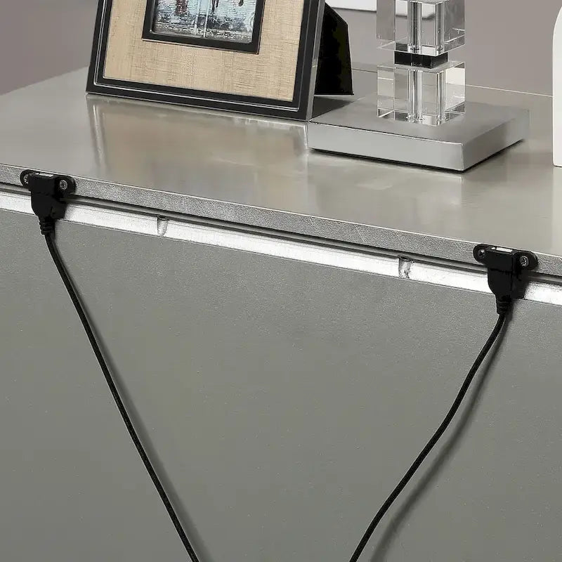 Set letto con pannello e 2 comodini Champagne Glam con porta USB, per 2 – King / Queen / California King