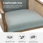 Sedia da scrivania girevole in rattan in stile rustico, colore avorio/lino/blu, regolabile in altezza, sedile singolo