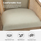 Sedia da scrivania girevole in rattan in stile rustico, colore avorio/lino/blu, regolabile in altezza, sedile singolo