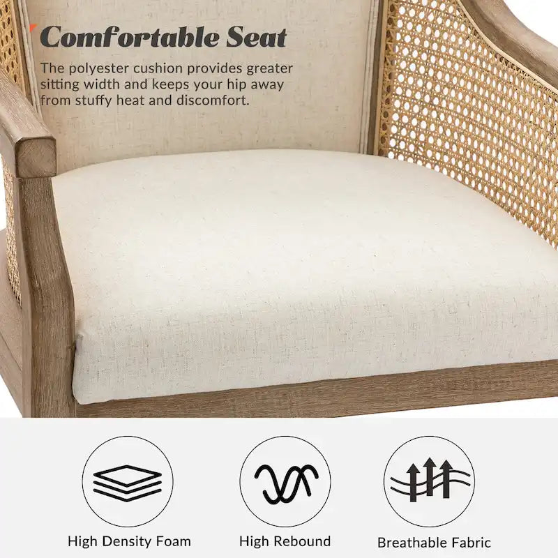 Sedia da scrivania girevole in rattan in stile rustico, colore avorio/lino/blu, regolabile in altezza, sedile singolo