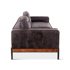 Divano a 3 posti in pelle pieno fiore invecchiata Ebony