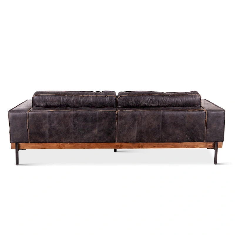 Divano a 3 posti in pelle pieno fiore invecchiata Ebony