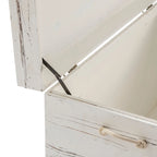 Set di 3 bauli portaoggetti bianchi con piano in legno