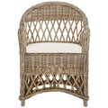Poltrona Club in Rattan Intrecciato, Naturale/Bianco Decapato, Posto Singolo