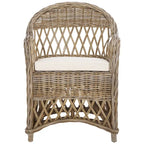 Poltrona Club in Rattan Intrecciato, Naturale/Bianco Decapato, Posto Singolo