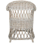 Poltrona Club in Rattan Intrecciato, Naturale/Bianco Decapato, Posto Singolo
