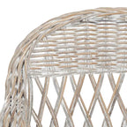 Poltrona Club in Rattan Intrecciato, Naturale/Bianco Decapato, Posto Singolo