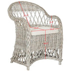 Poltrona Club in Rattan Intrecciato, Naturale/Bianco Decapato, Posto Singolo
