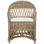 Poltrona Club in Rattan Intrecciato, Naturale/Bianco Decapato, Posto Singolo