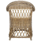 Poltrona Club in Rattan Intrecciato, Naturale/Bianco Decapato, Posto Singolo