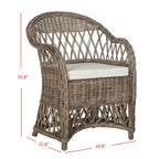 Poltrona Club in Rattan Intrecciato, Naturale/Bianco Decapato, Posto Singolo