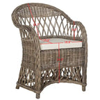 Poltrona Club in Rattan Intrecciato, Naturale/Bianco Decapato, Posto Singolo