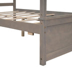 Letto a baldacchino a piattaforma matrimoniale in Grigio/Bianco/Marrone con 2 cassetti, per 1-2 persone
