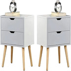 Comodino a 2 cassetti grigio/bianco, set da 2