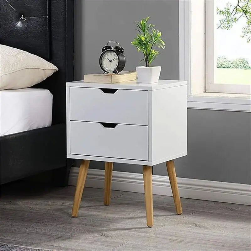 Comodino a 2 cassetti grigio/bianco, set da 2