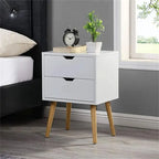 Comodino a 2 cassetti grigio/bianco, set da 2