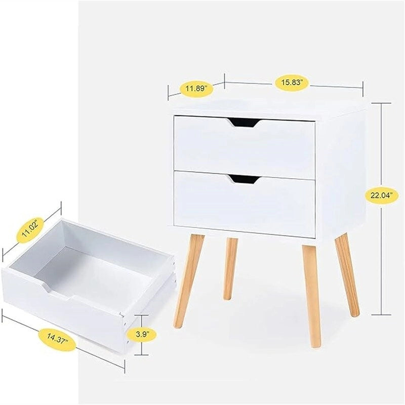 Comodino a 2 cassetti grigio/bianco, set da 2