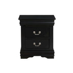 Comodino a 2 cassetti, stile Luigi Filippo, grigio scuro / argento / nero / ciliegio / bianco, per 1