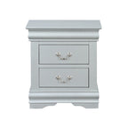 Comodino a 2 cassetti, stile Luigi Filippo, grigio scuro / argento / nero / ciliegio / bianco, per 1