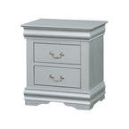 Comodino a 2 cassetti, stile Luigi Filippo, grigio scuro / argento / nero / ciliegio / bianco, per 1