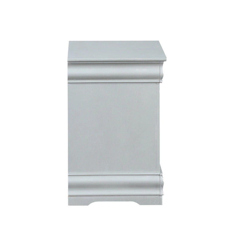Comodino a 2 cassetti, stile Luigi Filippo, grigio scuro / argento / nero / ciliegio / bianco, per 1