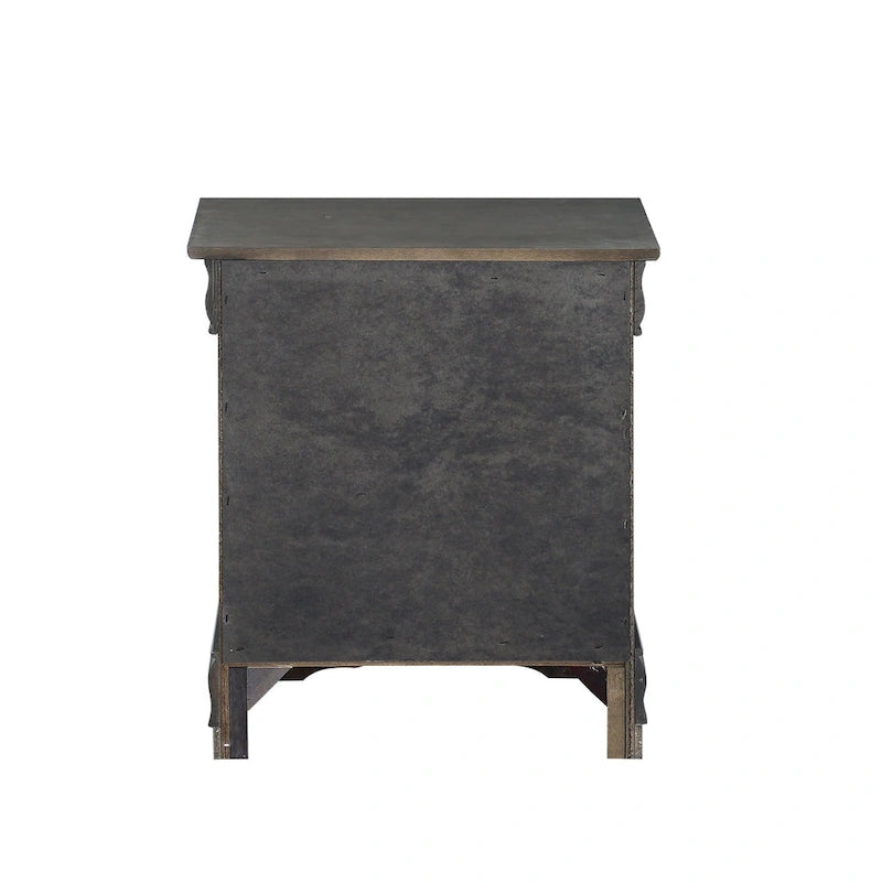Comodino a 2 cassetti, stile Luigi Filippo, grigio scuro / argento / nero / ciliegio / bianco, per 1