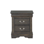 Comodino a 2 cassetti, stile Luigi Filippo, grigio scuro / argento / nero / ciliegio / bianco, per 1