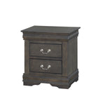 Comodino a 2 cassetti, stile Luigi Filippo, grigio scuro / argento / nero / ciliegio / bianco, per 1