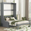 Letto a scomparsa Murphy con cuscino, singolo, grigio / espresso / bianco