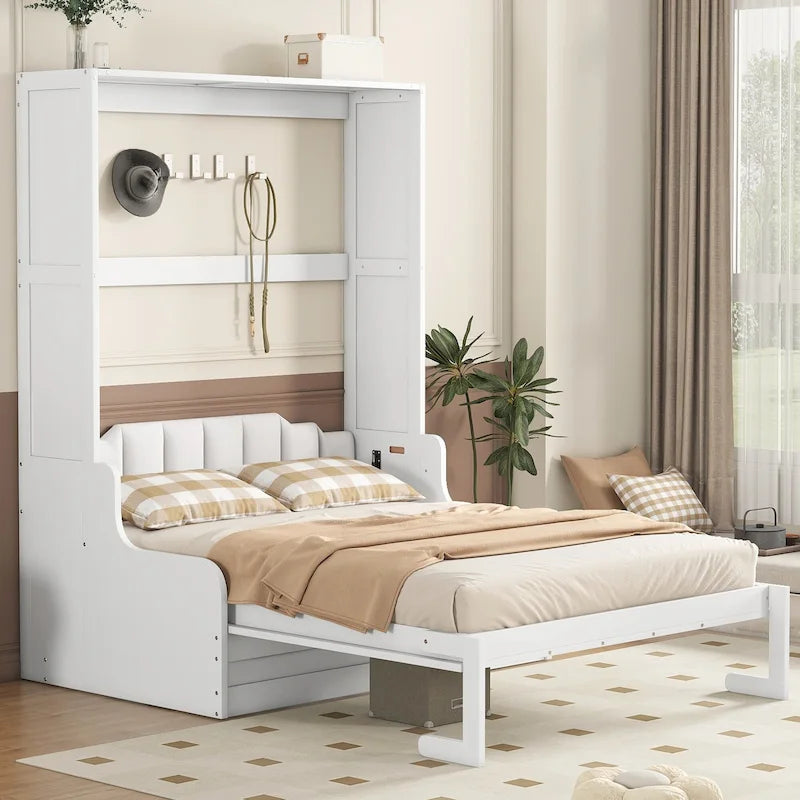 Letto a scomparsa Murphy con cuscino, singolo, grigio / espresso / bianco