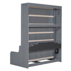 Letto a scomparsa Murphy con cuscino, singolo, grigio / espresso / bianco