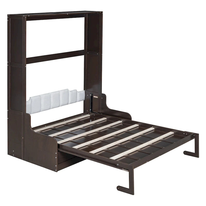 Letto a scomparsa Murphy con cuscino, singolo, grigio / espresso / bianco