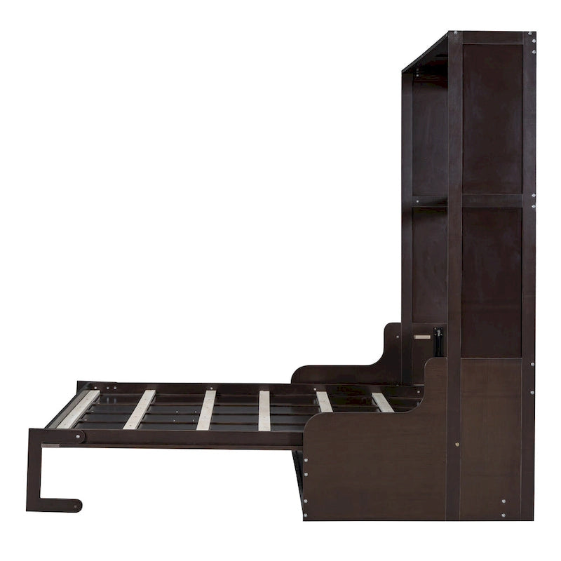 Letto a scomparsa Murphy con cuscino, singolo, grigio / espresso / bianco
