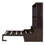 Letto a scomparsa Murphy con cuscino, singolo, grigio / espresso / bianco