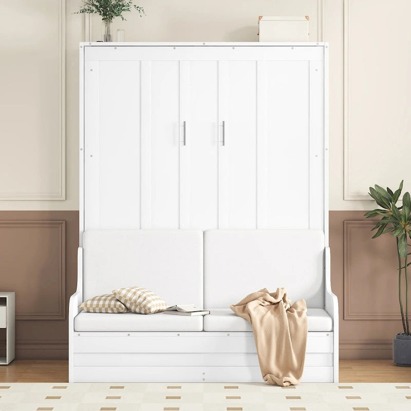 Letto a scomparsa Murphy con cuscino, singolo, grigio / espresso / bianco
