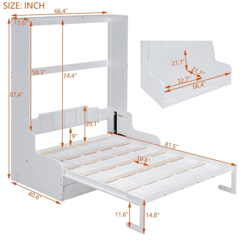 Letto a scomparsa Murphy con cuscino, singolo, grigio / espresso / bianco