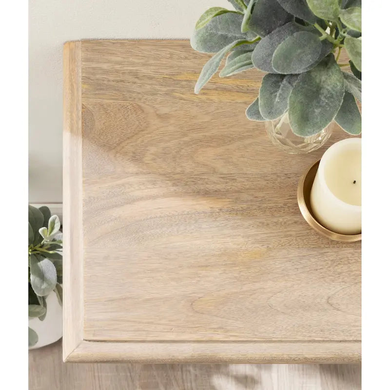 Tavolo Consolle Stile Intagliato Naturale, Montaggio 1 Persona, 91 cm L x 35,5 cm P x 75 cm H