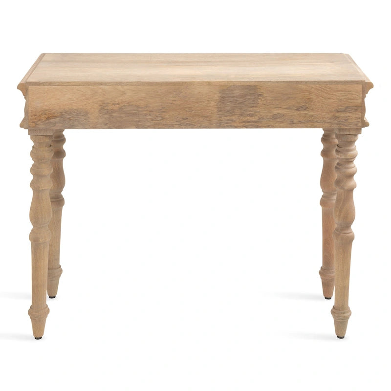 Tavolo Consolle Stile Intagliato Naturale, Montaggio 1 Persona, 91 cm L x 35,5 cm P x 75 cm H